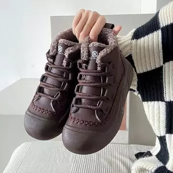Shoes for Women with Laces Womens Snow Boots Round Toe Elegant Medium Heels Black Lace-up Gyaru Boot 39 Designer Luxury New In 35