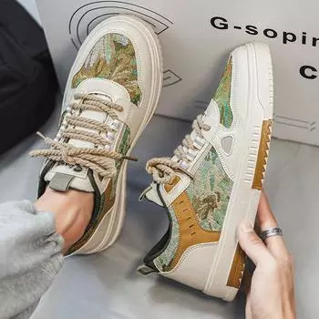 Shoes Men Fashion Sneakers Retro Skateboard Shoes Lace Up Platform Students Outdoor Casual Sports Shoes Zapatillas Hombre 39 синий