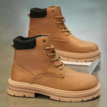 Shoes Men Male Sneakers Ankle Boots Loafers Soft and Comfortable Apring and Autumn Wear-resistant Non-Slip Fashion Outdoor Boots 39 чёрный