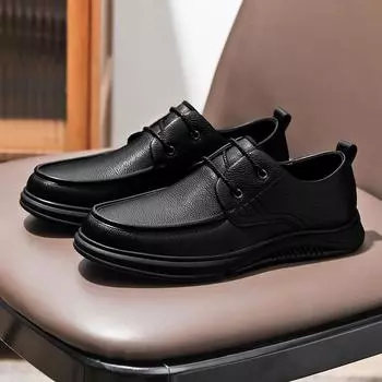 Shoes Men outdoor fashion Stitching Lace-up Business Dress Shoes Luxury Quality Comfortable Classic black Oxford Wedding Shoes 6.5 чёрный