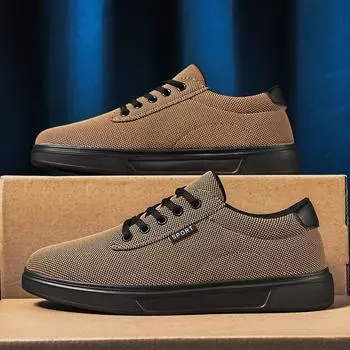Shoes Men s 2024 Summer New Flying Woven Mesh Breathable Single Shoes Fashion Soft Sole Comfortable Casual Shoes Men s Shoes 39 хаки