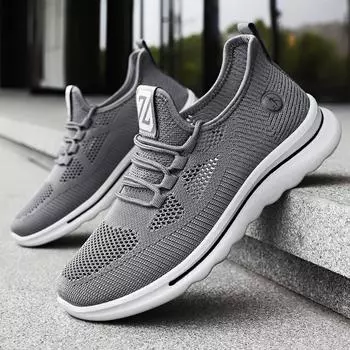 Shoes men s 2025 casual soft-soled sports shoes breathable single shoes flying woven mesh shoes running shoes men 39