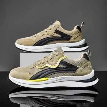 Shoes men s 2025 spring and summer new sports shoes fly-woven breathable trend Forrest Gump shoes low-top men s running shoes 39 хаки