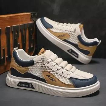 Shoes men s 2025 summer new breathable mesh hollow casual shoes versatile trend fashion one-pedal board shoes men 39