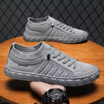 Shoes men s board shoes round head casual shoes cloth shoes men s deodorant flat-soled work shoes one pedal low heel wear-resistant mesh 39