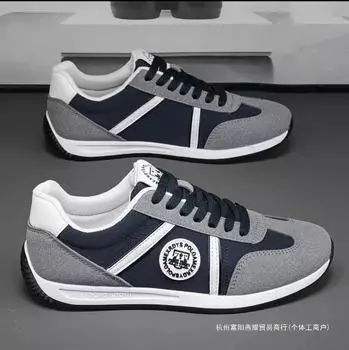 Shoes Men s breathable soft-soled Forrest Gump shoes 2025 Korean version of fashion running sports shoes Men s flat-soled men s shoes 39 серо голубой