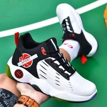 Shoes Men s outdoor basketball shoes Men s 2025 medium-top lace-up non-slip sports shoes Men s breathable trend platform men s shoes 39