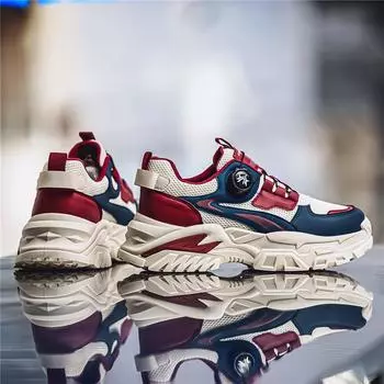 Shoes men s rotating button dad shoes platform ins tide brand student net running shoes casual sports shoes 2025 summer 39