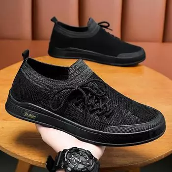 Shoes men s summer new fly-woven shoes breathable men s shoes one-pedal middle-aged and elderly shoes soft-soled casual shoes 39