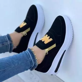 Shoes New Rome Fashion Running Shoe Women Flats Autumn Side Zipper Platform Shoes Women Wedges Sneakers Zapatos De Mujer 37