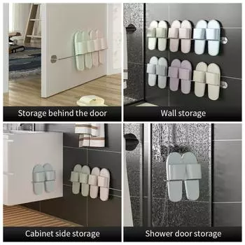 Shoes Rack Wall Mounted Stainless Steel Bathroom Organizer Shoes Organizer No Drilling Self Adhesive Hanging Shoes Rack