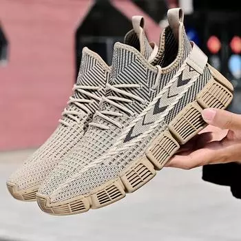 Shoes Sport Mesh Breathable Platform Soft Sole Sneaker for Male Men Casual Spring Summer Autumn Running Tennis Non-Slip zapatos 38 хаки