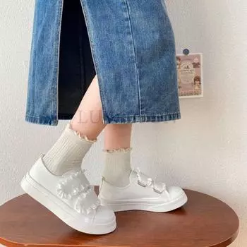 Shoes White Canvas Sneakers Women Lace Hook Loop Korean Lolita Shoes Platform Students Casual Women s Tennis Sports Shoes 35