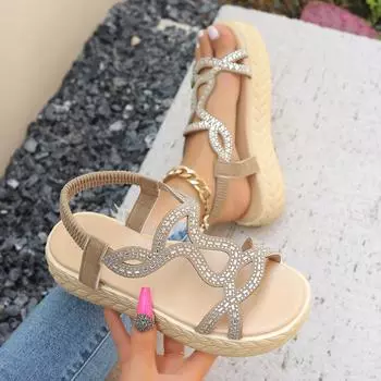 shoes woman 2024 trend summer New Women Shoes Fashion Square Head female sandals Zapatos De Mujer platform sandals 36 бежевый