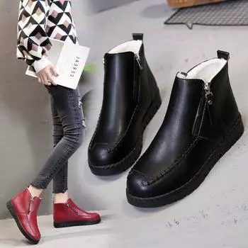 Shoes Woman Winter Warm Fur Ankle Boots For Women Snow Boots Leather Sneakers Black Fur Snow Shoes Female Booties uik8 4 чёрный