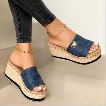 Shoes Women High Heels Sandal Thick Bottom Casual Ladies Leisure Summer Wedges Sandals Platform Women Slipper 35-43 35