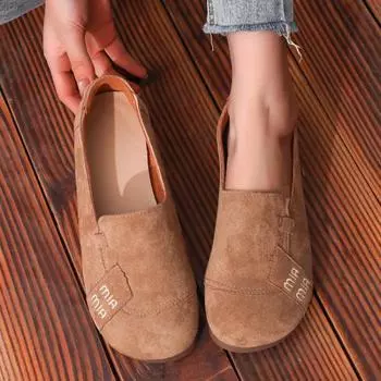 Shoes Women High Quality Leather Women Flat Casual Casual Slip on Flat Designer Luxury Shoes Women 35