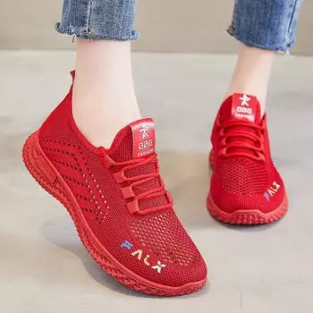 Shoes women s 2024 spring new fly-woven single shoes Douyin hot-selling women s shoes breathable casual sports shoes women 35