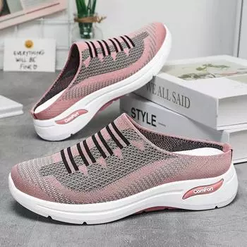 Shoes women s 2025 spring and summer women s shoes casual breathable half-drag mother shoes 36