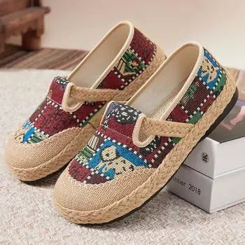 Shoes women s 2025 summer new casual half slippers ethnic style woven shoes shoes breathable and comfortable women s shoes 36