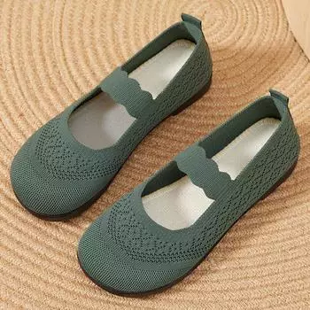 Shoes women s 2025 summer new fly-woven women s shoes flat-bottomed breathable casual single shoes women s hollow soft-soled shoes 36