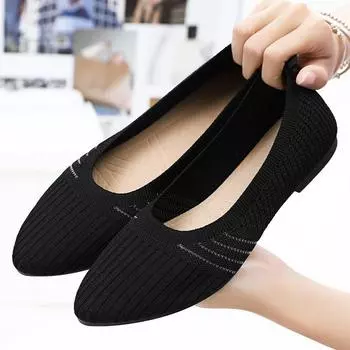Shoes women s 2025 summer new pointed flat shoes fashion single shoes breathable mother shoes 36
