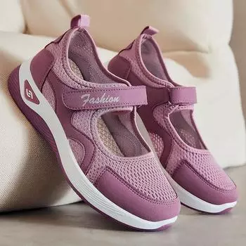Shoes women s 2025 summer new walking shoes mesh breathable women s shoes middle-aged and elderly mother shoes Velcro single shoes 36