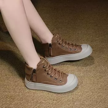 Shoes women s high-top board shoes large size autumn and winter women s shoes soft-soled short boots early autumn new high-top board shoes casual 35