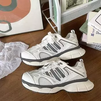 Shoes women s Hong Kong style retro niche platform sports shoes autumn versatile mesh casual lace-up white shoes 35