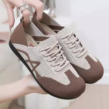 Shoes women s spring and autumn new retro German training shoes breathable one-pedal Forrest Gump shoes color matching lace-up versatile women s sport 35 чёрный