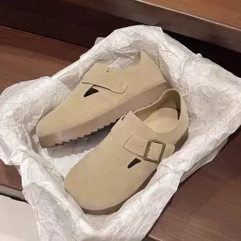 Shoes women s spring and summer new one-pedal lazy single shoes platform all-inclusive Boken women s shoes 35 абрикосовый