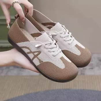 Shoes women s spring new retro German training shoes breathable one-pedal polyurethane casual shoes color matching versatile sports shoes 35 чёрный