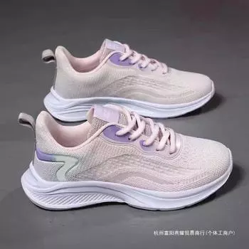 Shoes women s spring new women s fly-woven lightweight breathable shoes running shoes manufacturers casual sports shoes women s tide 36 розовый
