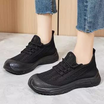 Shoes women s summer new breathable casual mesh shoes soft soles are not tired feet thick soles bag head shoes mother shoes women 36