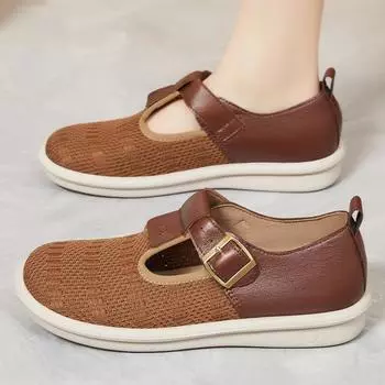 Shoes women s summer new casual versatile women s shoes light and breathable single shoes buckle soft sole non-smelly feet mother shoes 36
