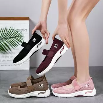 Shoes women s summer shallow mouth women s shoes comfortable Velcro middle-aged and elderly mother shoes soft-soled walking shoes 36