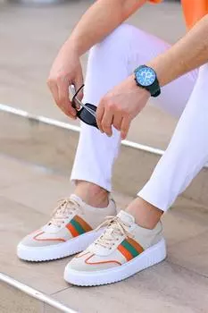 Shoetyle — бежевые кожаные мужские повседневные туфли на шнуровке 101-9082