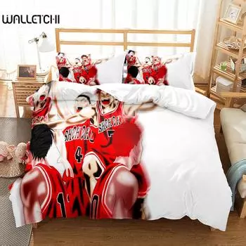 Shohouku High School Basketball Duvet Cover Set King Queen Double Full Twin Single Size Bed Linen Set EU single(135x200cm)