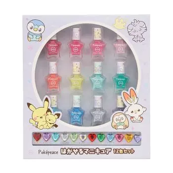 shoibdo Shobido Pocket Monster Poke Piece Peelable Nail Set 12 Colors Фиолетовый с Birthstone Color Heart Stone Pokemon Peelable Nail фиолетовый