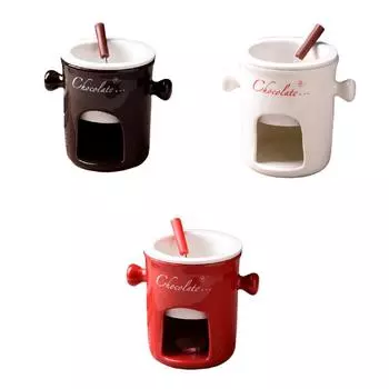 Шоколадная жаровня чашка подогреваемая еда сыр керамическая чашка с вилкой креативная рождественская вечеринка домашняя керамическая посуда для питья 300ML красный