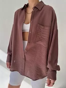 Шоколадно-коричневая рубашка оверсайз Mai Kendall