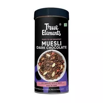 Шоколадные мюсли 400 г от True Elements - 100% цельнозерновые хлопья для завтрака | Мюсли с фруктами, орехами и семенами | Здоровые хлопья для завтрака для диеты