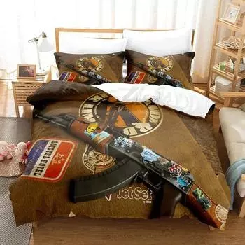 Shooting Game Csgo Bedding Set Duvet Cover Bedroom Comforter Covers Single Twin King Size Quilt Cover Home Textile EU single(135x200cm)
