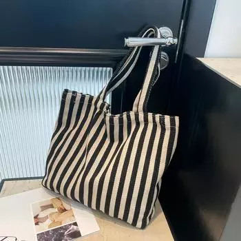 Shopping bag Korean version bag women s 2024 new trendy large-capacity niche design retro tote bag foreign shoulder bag чёрный