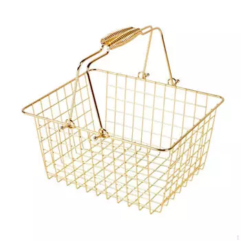 Shopping Basket Metal Storage Bin Portable Wire for Vegetables Bathroom Closet M