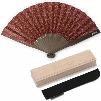 Shoroku Large airflow pattern Day present gift in paulownia box [Nishikawa Shoten] fan/round (red) Father s