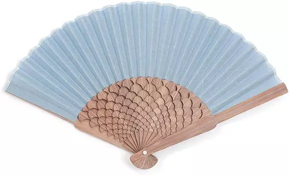 Shoroku LOTUS Fan Boxed Day Present Gift Stylish Design Light Blue Sensu [Nishikawa Shoten] (Light Blue) Mother s