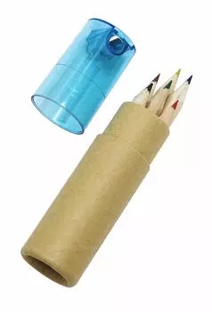 Short colored pencils in a with 30 OPP bag with pattern colored set of 6 with and light blue in recycled paper tube with pencil blue tube, 6V,