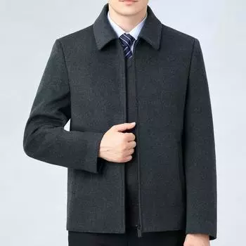 Короткая кашемировая куртка на пуху для мужчин на зиму, утолщенная, для папы среднего возраста, двусторонняя шерстяная куртка из шерсти 170