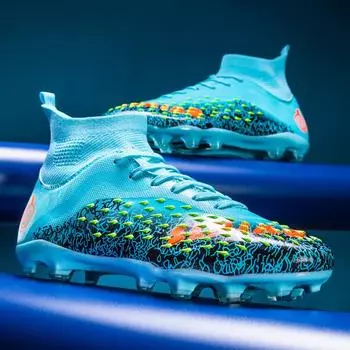 Short Nails Training Football Shoes High Top Leather Shredded Nails Football Shoes Sports Shoes Long Nails Youth Training Large Size 33
